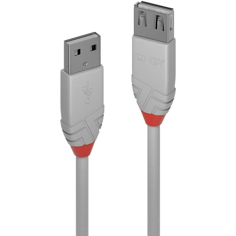 Image for LINDY 36712 ANTHRA LINE USB-A 2.0 EXTENSION CABLE 1M GREY from Emerald Office Supplies Office National