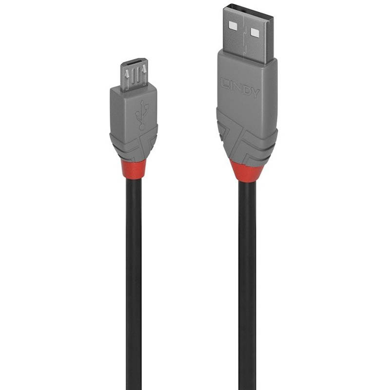 Image for LINDY 36730 ANTHRA LINE USB-A 2.0 TO MICRO-B CABLE 0.2M BLACK from Emerald Office Supplies Office National