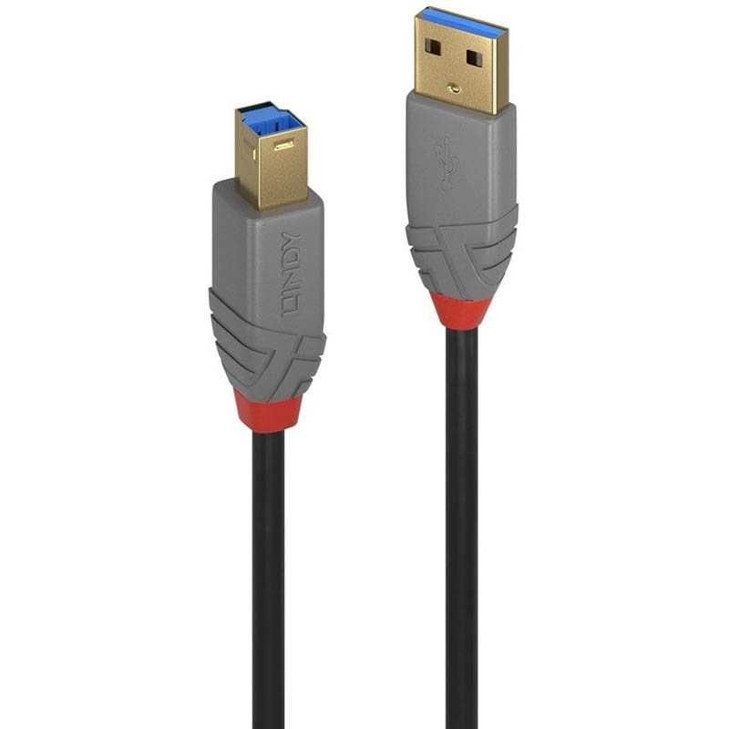 Image for LINDY 36741 ANTHRA LINE USB-A TO USB-B 3.0 CABLE 1M BLACK from PaperChase Office National