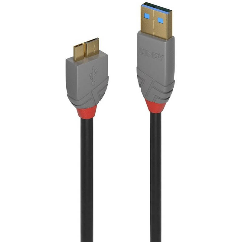 Image for LINDY 36765 ANTHRA LINE USB-A TO MICRO-B 3.0 CABLE 0.5M BLACK from Emerald Office Supplies Office National