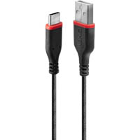 lindy 36877 reinforced usb-a to usb-c 3a charge and sync cable 2m black