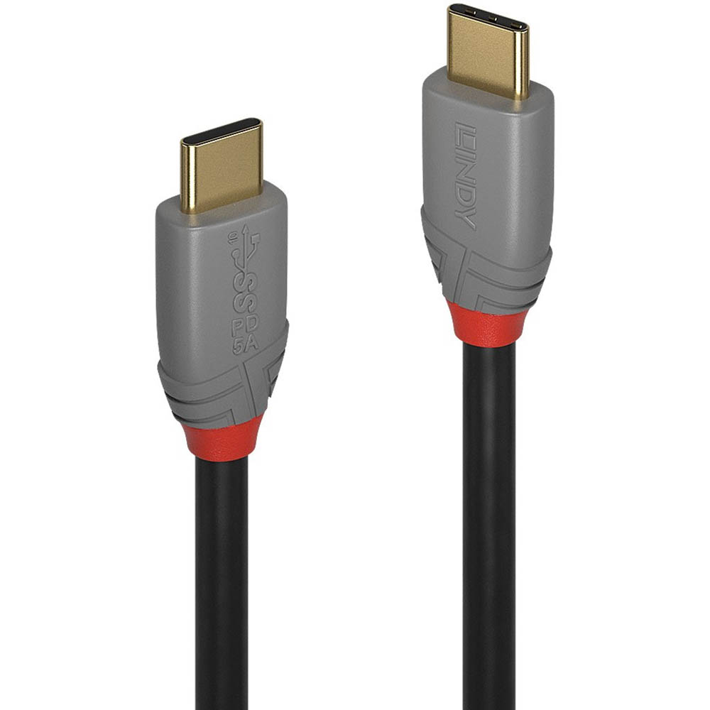Image for LINDY 36902 ANTHRA LINE USB-C 5A CABLE 1.5M BLACK from OFFICE NATIONAL CANNING VALE