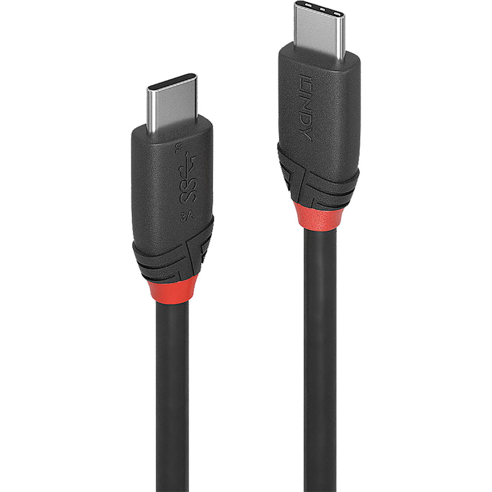 Image for LINDY 36907 BLACK LINE USB-C 3A CABLE 1.5M BLACK from Emerald Office Supplies Office National