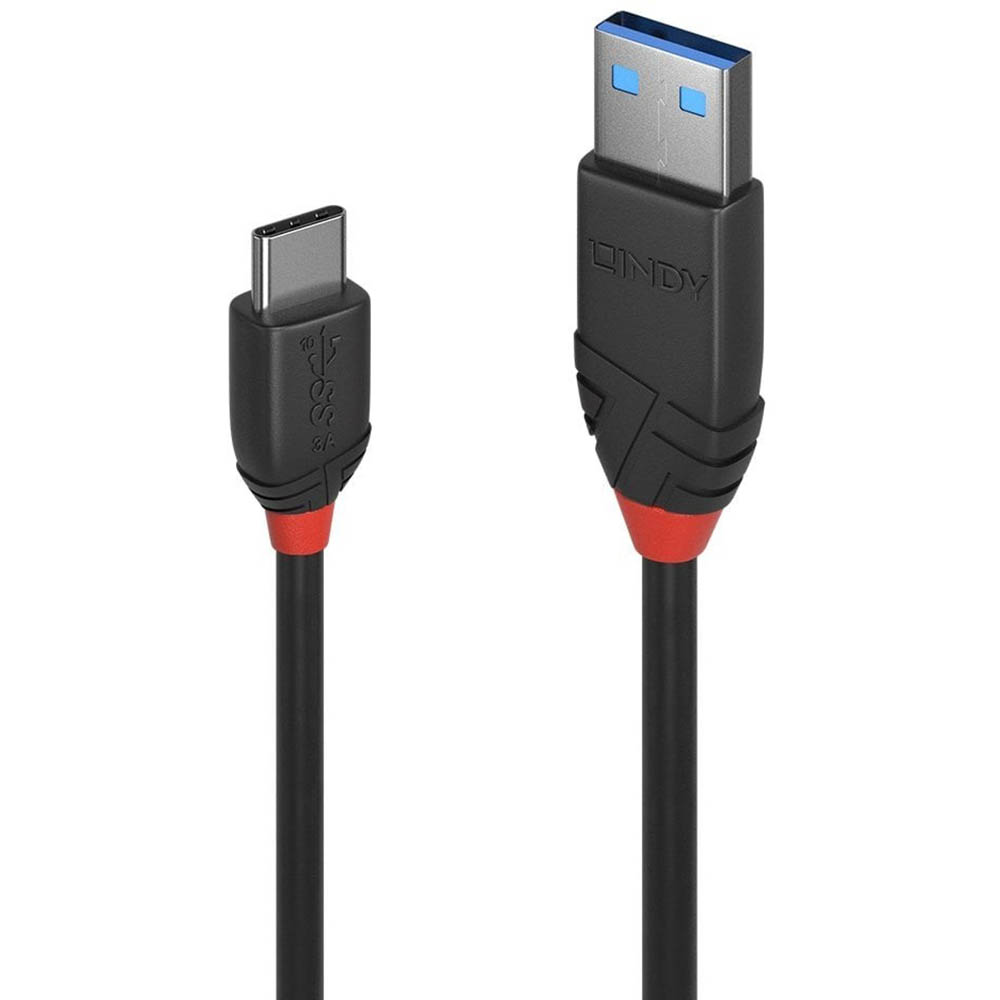 Image for LINDY 36915 BLACK LINE USB-C TO USB-A 3A CABLE 0.5M BLACK from Emerald Office Supplies Office National