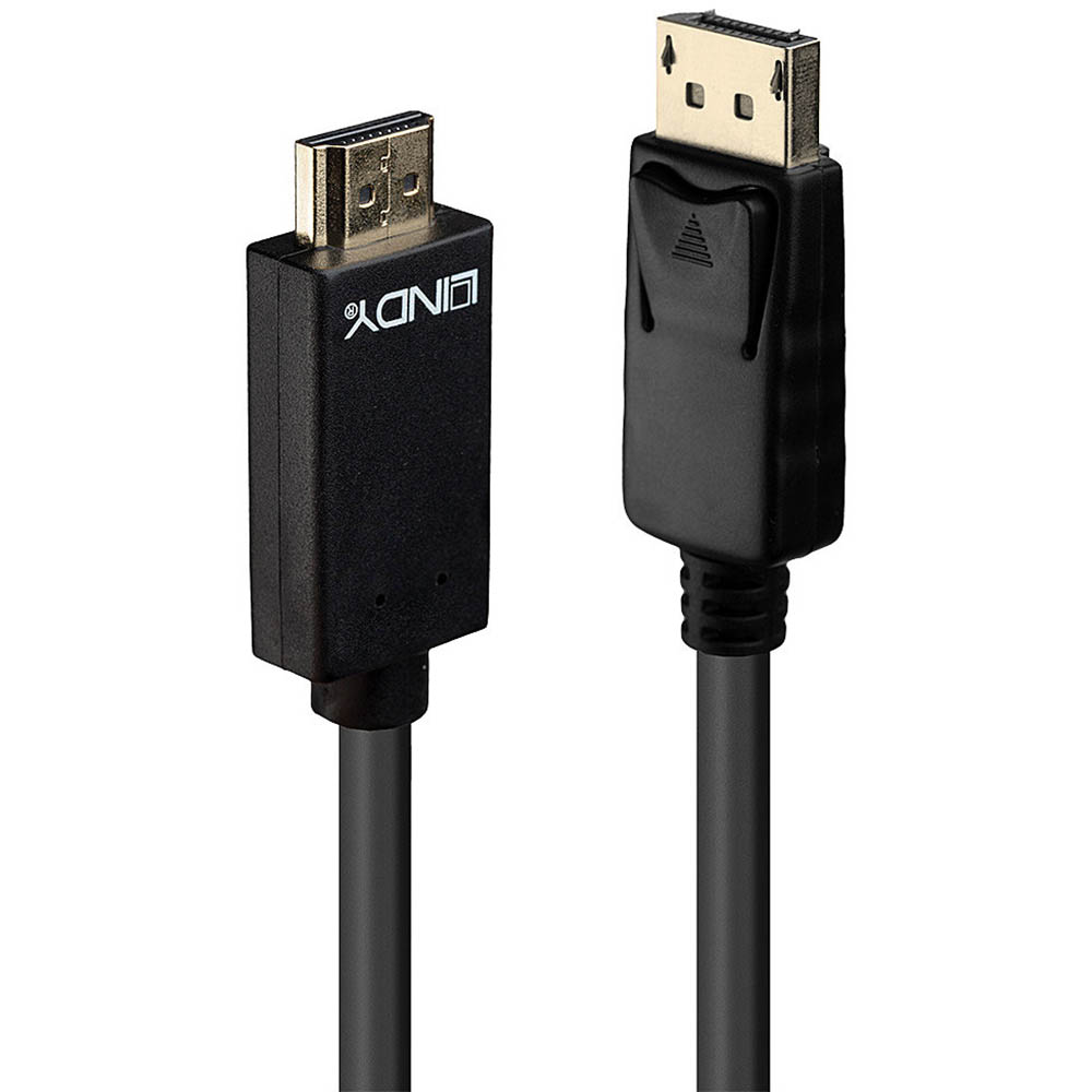 Image for LINDY 36922 DISPLAYPORT CABLE TO HDMI 10.2G 2M BLACK from OFFICE NATIONAL CANNING VALE