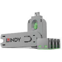 lindy 40451 usb port blocker with key pack 4 green