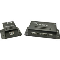 lindy 42681 50m cat-5/cat-6 usb 2.0 extender with 4 port hub power over pack 2 black