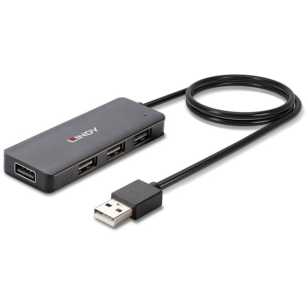 Image for LINDY 42986 4-PORT HUB USB-A 2.0 BLACK from Officebarn Office National