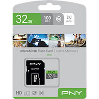 pny elite performance class 10 uhs-i u1 micro sd flash memory card 32gb