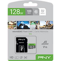 pny elite performance class 10 uhs-i u1 micro sdxc flash memory card 128gb
