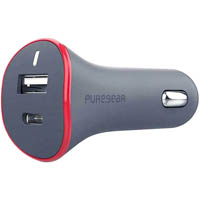 puregear dual car charger usb-a and usb-c 47w grey