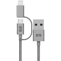 puregear 2-in-1 braded micro-usb to lightning cable 0.2m grey
