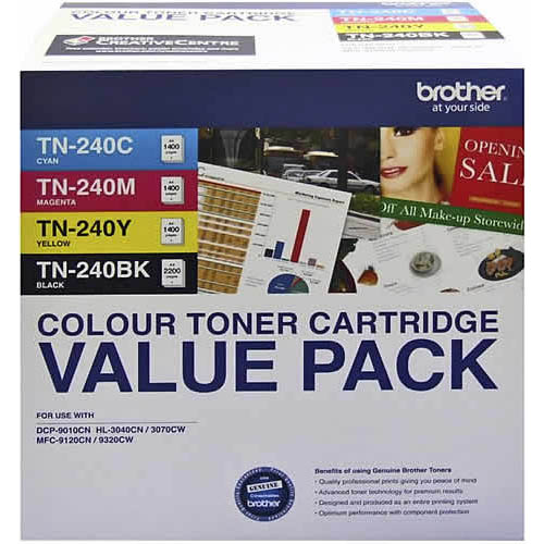 Image for BROTHER TN240 TONER CARTRIDGE VALUE PACK BLACK/CYAN/MAGENTA/YELLOW from Office National