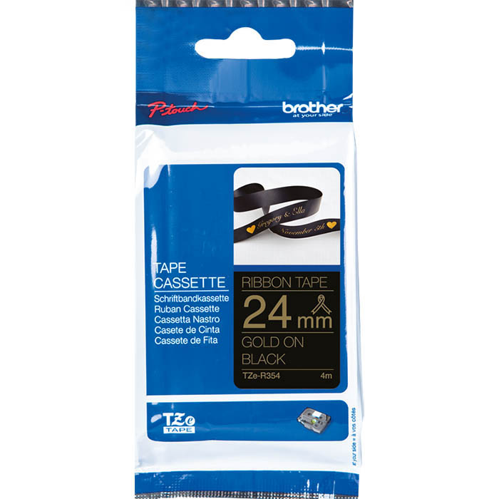 Image for BROTHER TZE-R354 RIBBON TAPE 24MM GOLD ON BLACK from Surry Office National
