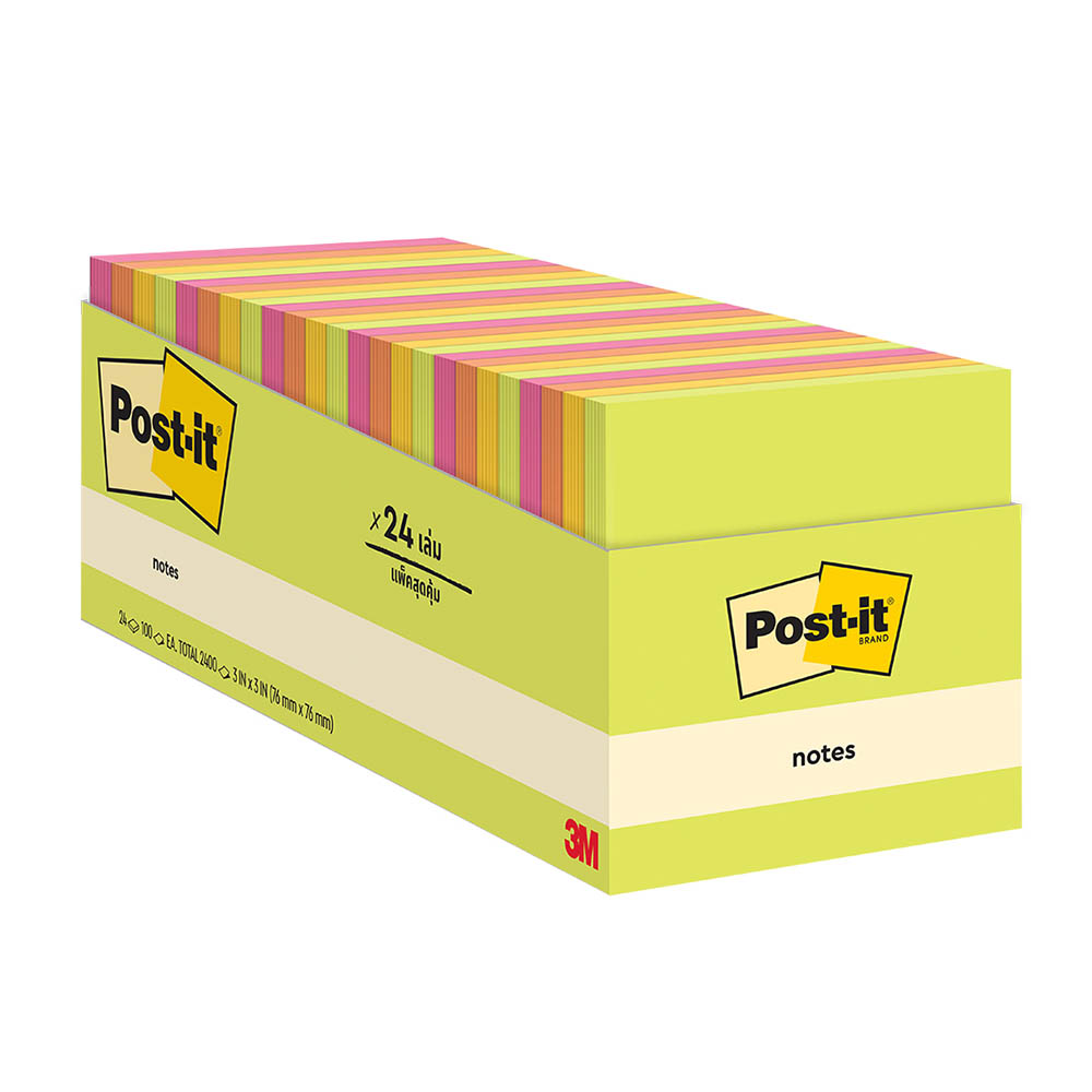 Image for POST- IT NOTES 76X76 ASSORTED PACK 24 from Office National Perth CBD