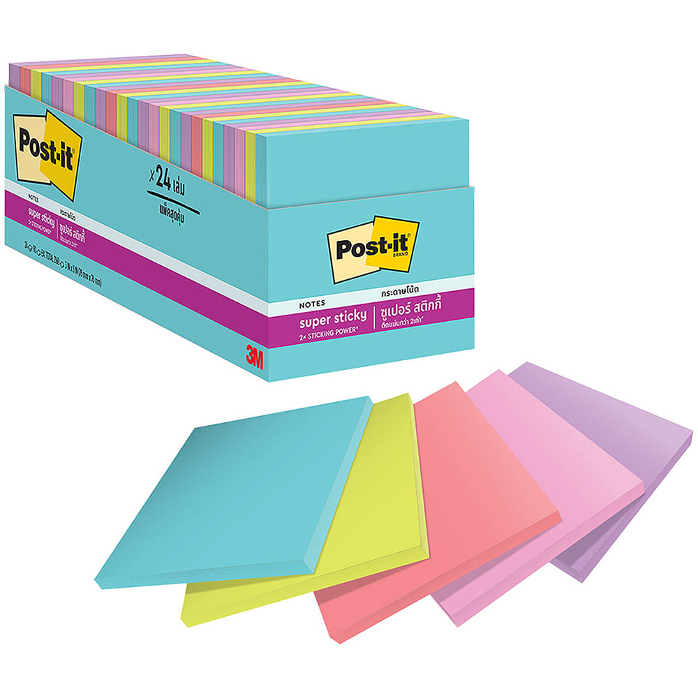Image for POST-IT 654-24SSMIA SUPER STICKY RECYCLED NOTES 76 X 76MM SUPERNOVA CABINET PACK 24 from Office National Balcatta