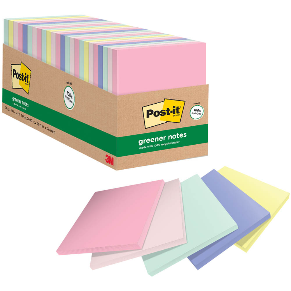 Image for POST-IT 654-24RP-AP RECYCLED NOTES 76 X 76MM SWEET SPRINKLE CABINET PACK 24 from Office National