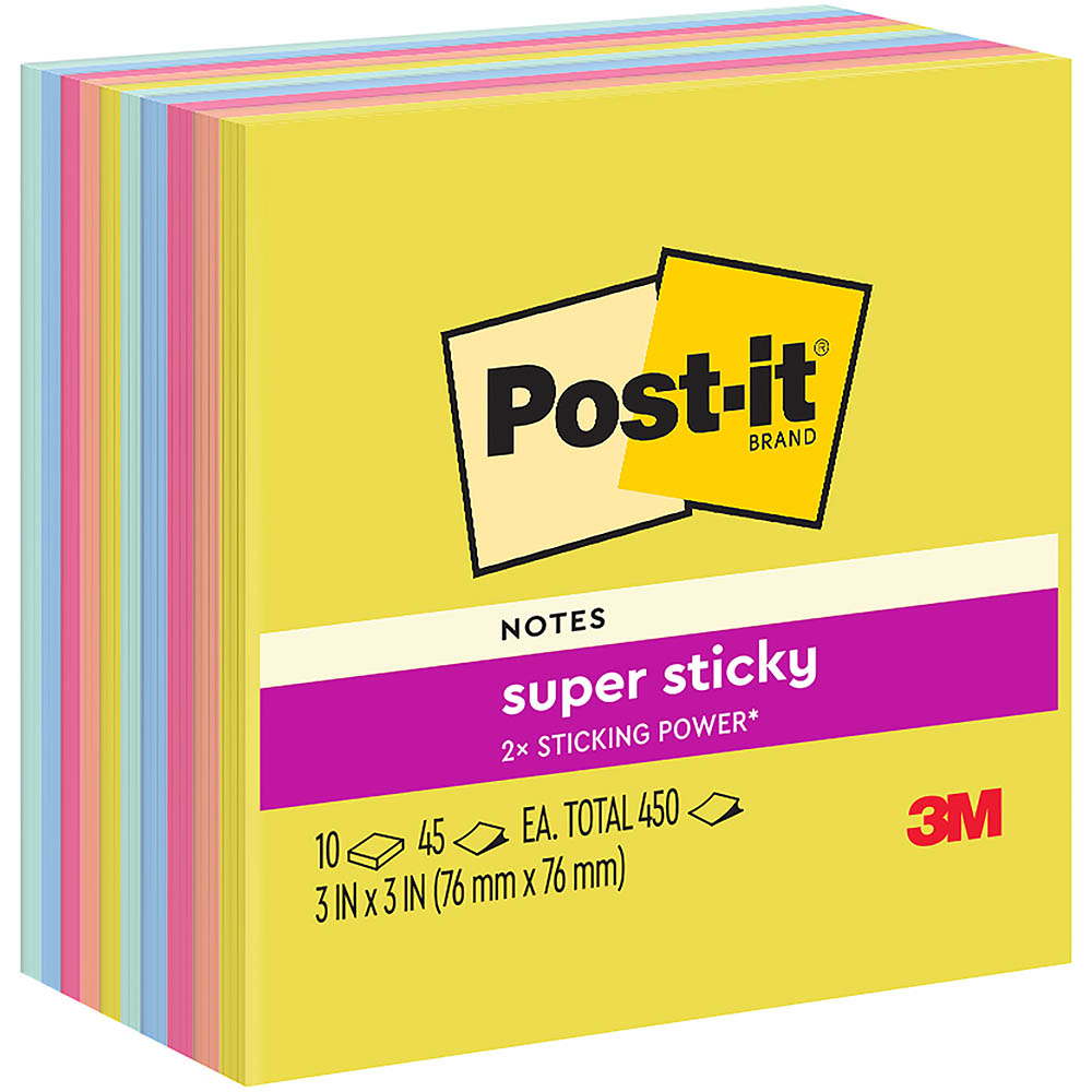 Image for POST-IT 654-10SSJOY SUPER STICKY NOTES 76 X 76MM SUMMER JOY PACK 10 from Angletons Office National
