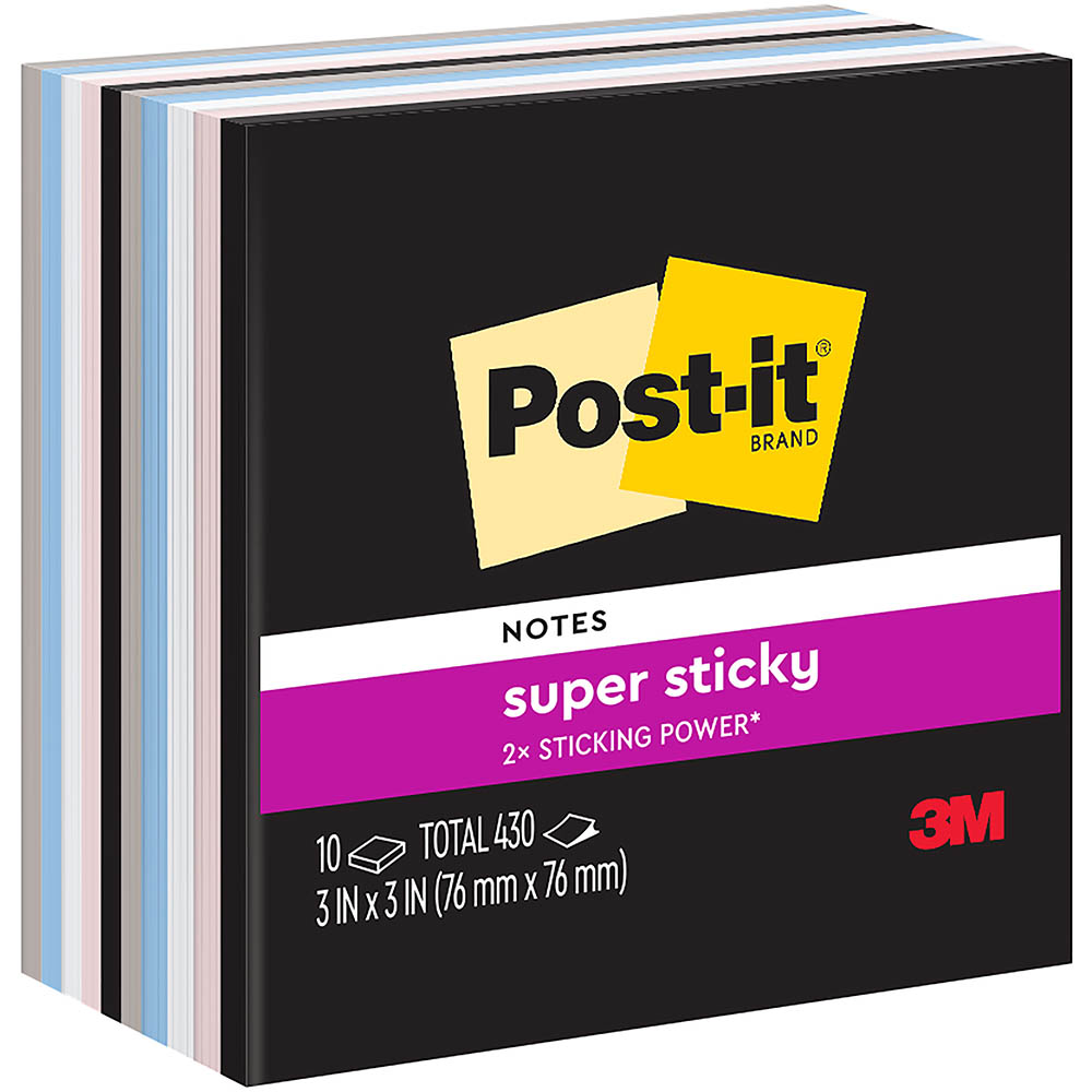 Image for POST-IT 654-10SSNE SUPER STICKY NOTES 76 X 76MM SIMPLY SERENE PACK 10 from Surry Office National