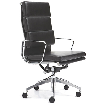 Image for MANTA MANAGERS CHAIR HIGH BACK ARMS LEATHER BLACK from Angletons Office National