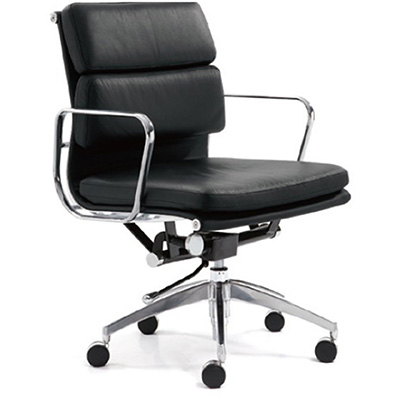 Image for MANTA MANAGERS CHAIR MEDIUM BACK ARMS LEATHER BLACK from Mackay Business Machines (MBM) Office National