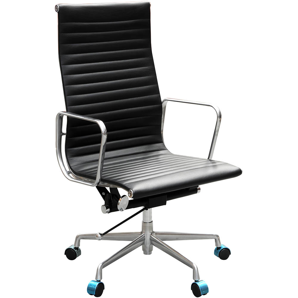 Image for AERO MANAGERS CHAIR HIGH BACK ARMS LEATHER BLACK from PaperChase Office National