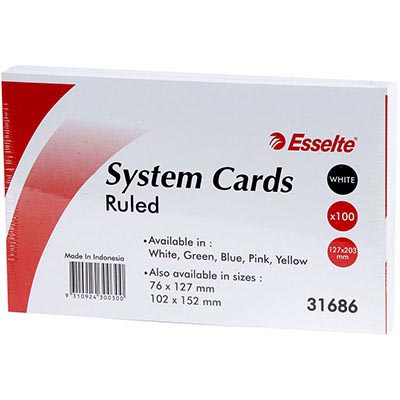 Image for ESSELTE RULED SYSTEM CARDS 127 X 203MM WHITE PACK 100 from Office National Barossa