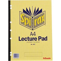 spirax 907 lecture book 7mm ruled 7 hole punched side open glue bound 140 page a4