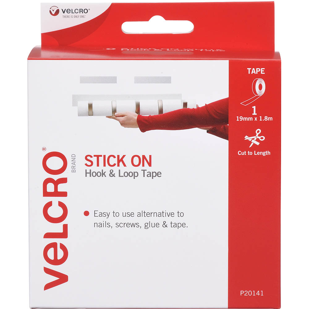 Image for VELCRO BRAND® STICK-ON HOOK AND LOOP TAPE 19MM X 1.8M WHITE from Mackay Business Machines (MBM) Office National
