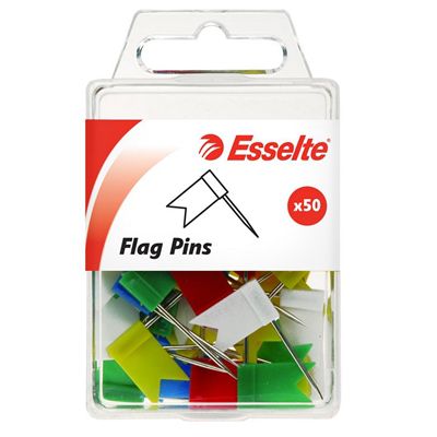 Image for ESSELTE FLAG PINS ASSORTED PACK 50 from Discount Office National