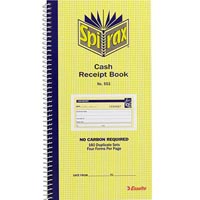 spirax 553 cash receipt book carbonless 80 page 279 x 144mm