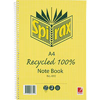 spirax 810 notebook 7mm ruled 70% recycled cardboard cover spiral bound a4 120 page