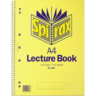 Image for SPIRAX 906 LECTURE BOOK 7MM RULED 7 HOLE PUNCHED SIDE OPEN SPIRAL BOUND 140 PAGE A4 from Office National