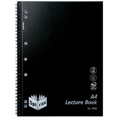 Image for SPIRAX P906 LECTURE BOOK 7MM RULED 7 HOLE PUNCHED WIRO BOUND A4 BLACK from Axsel Office National