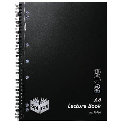 Image for SPIRAX P906A LECTURE BOOK 7MM RULED 7 HOLE PUNCHED WIRO BOUND A4 BLACK from Office National Capalaba