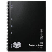 spirax p906a lecture book 7mm ruled 7 hole punched wiro bound a4 black