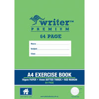 writer premium exercise book dotted thirds 14mm 70gsm 64 page a4 house