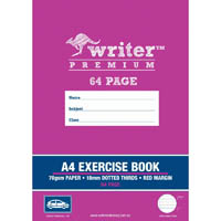 writer premium exercise book dotted thirds 18mm 70gsm 64 page a4 car
