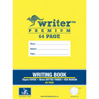 writer premium writing book 18mm dotted thirds 70gsm 64 page 330 x 240mm monkey