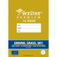 writer premium exercise book dotted thirds 18mm 70gsm 64 page a4 snail ground/grass/sky