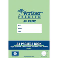writer premium project book 18mm plain/dotted thirds 70gsm 48 page a4 sun