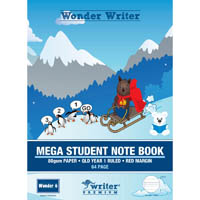 wonder writer mega student notebook qld ruling year 1 24mm 64 page 330 x 240mm wonder 6