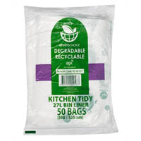 envirochoice bin liner degradeable high density 27 litre clear pack 50