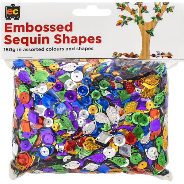 Image for EDUCATIONAL COLOURS EMBOSSED SEQUINS ASSORTED SHAPES 150G from Surry Office National