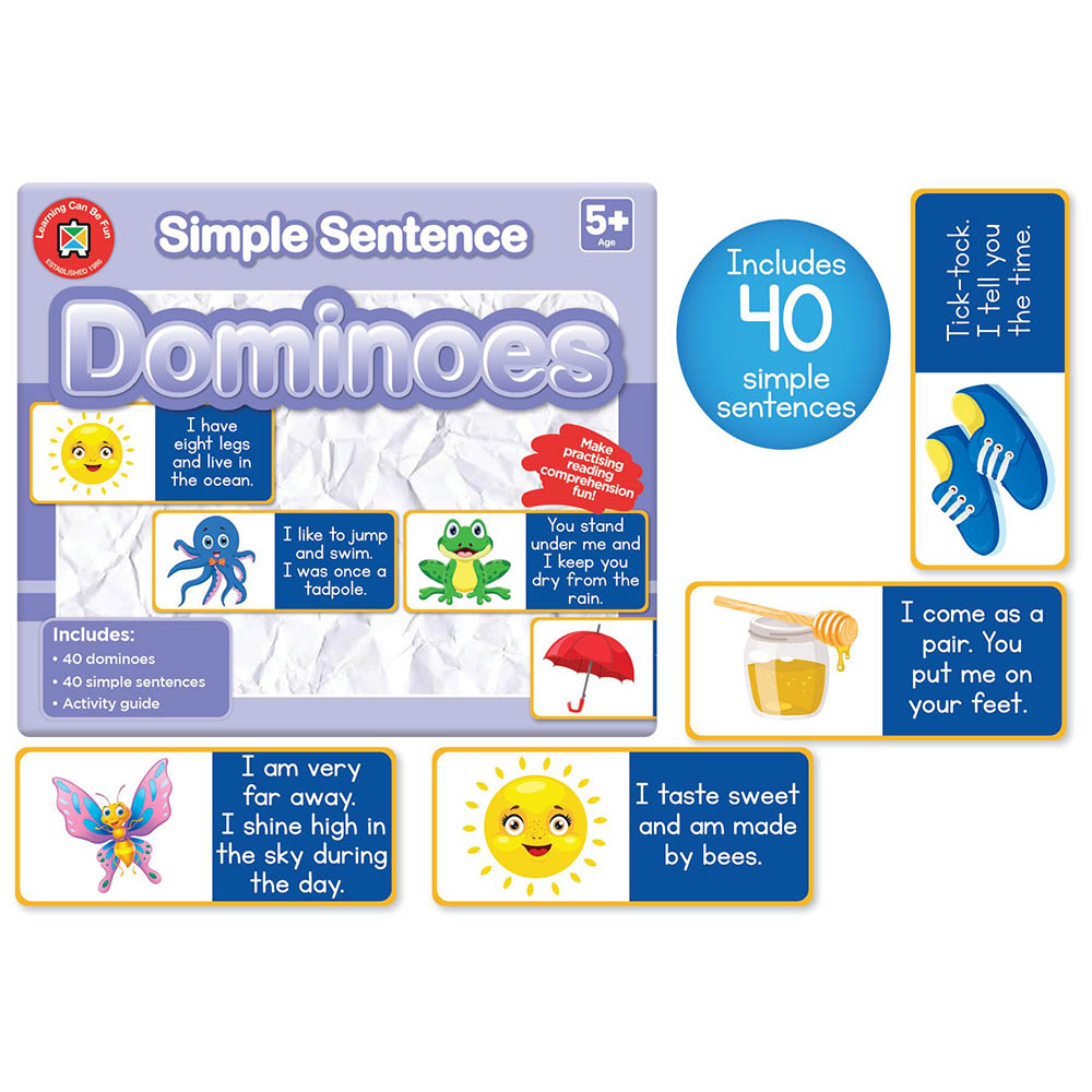 Image for LEARNING CAN BE FUN SIMPLE SENTENCE DOMINOES from Angletons Office National