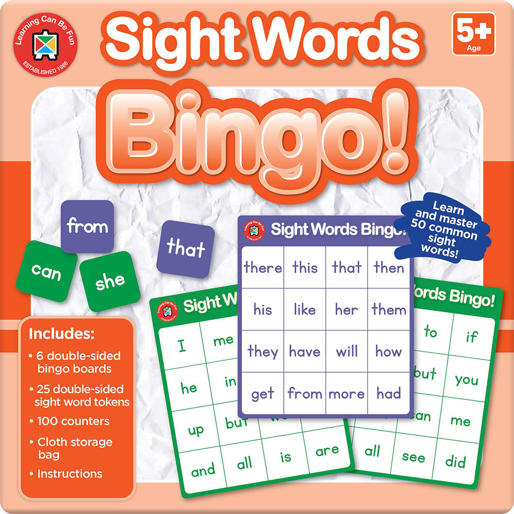 Image for LEARNING CAN BE FUN BINGO CARDS SIGHT WORDS from Officebarn Office National