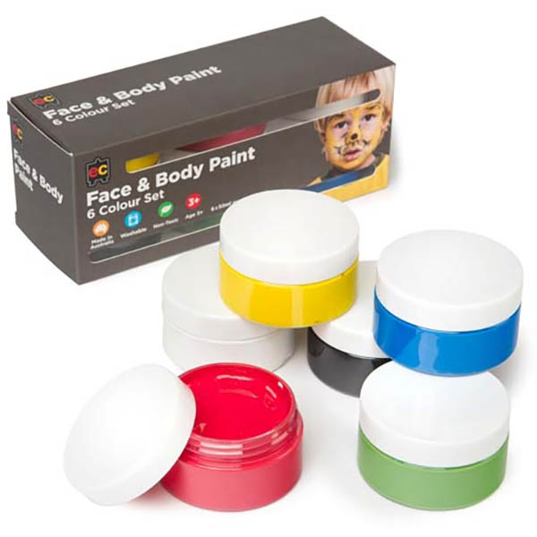 Image for EDUCATIONAL COLOURS FACE AND BODY PAINT 50ML ASSORTED PACK 6 from Office National Balcatta