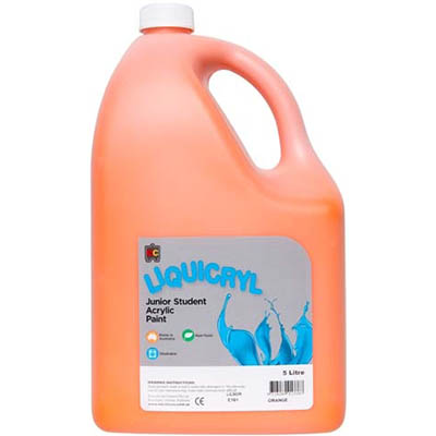 Image for EDUCATIONAL COLOURS LIQUICRYL JUNIOR STUDENT PAINT 5 LITRE ORANGE from Our Town & Country Office National