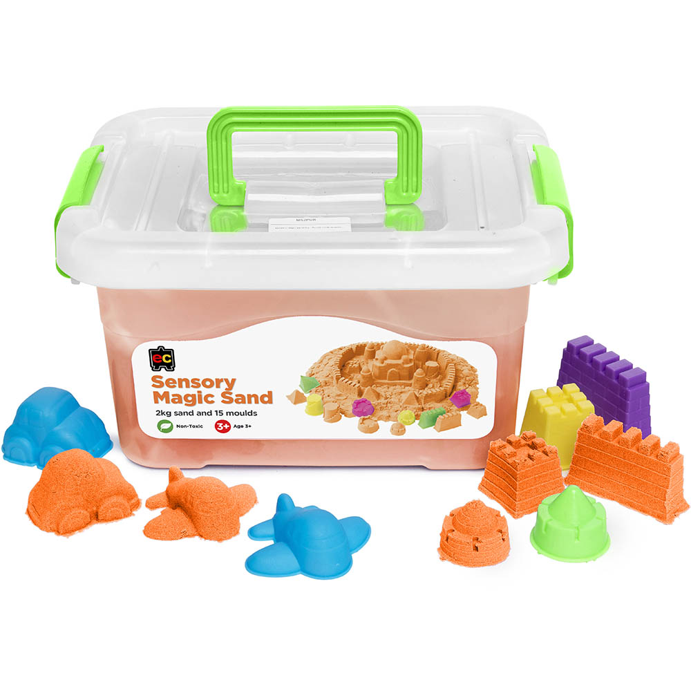 Image for EDUCATIONAL COLOURS SENSORY MAGIC SAND 2KG ORANGE WITH MOULDS from PaperChase Office National