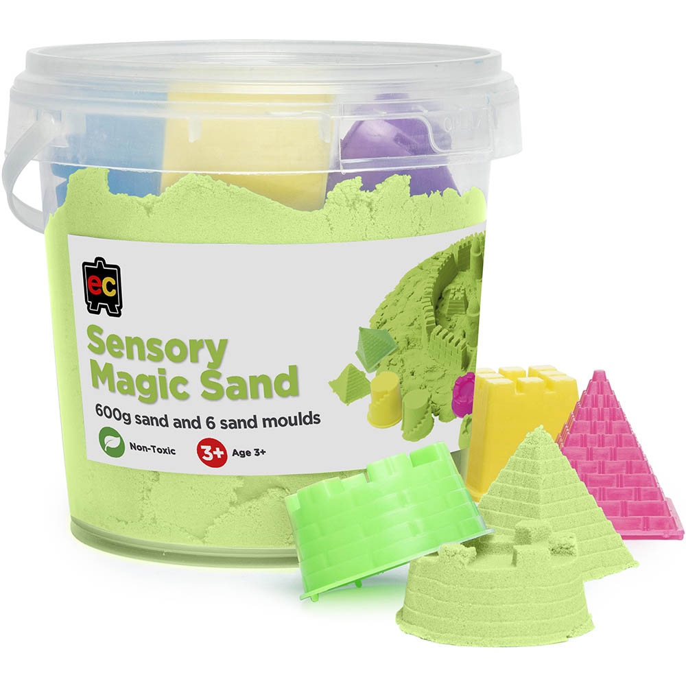 Image for EDUCATIONAL COLOURS SENSORY MAGIC SAND 600G GREEN WITH MOULDS from PaperChase Office National